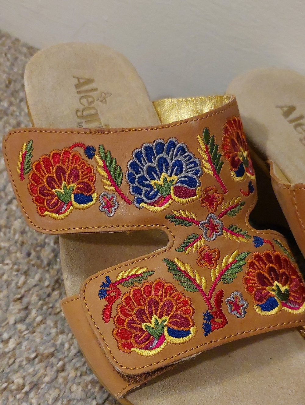 Alegria Embroidered Wedge Sandals - Picture 3 of 7